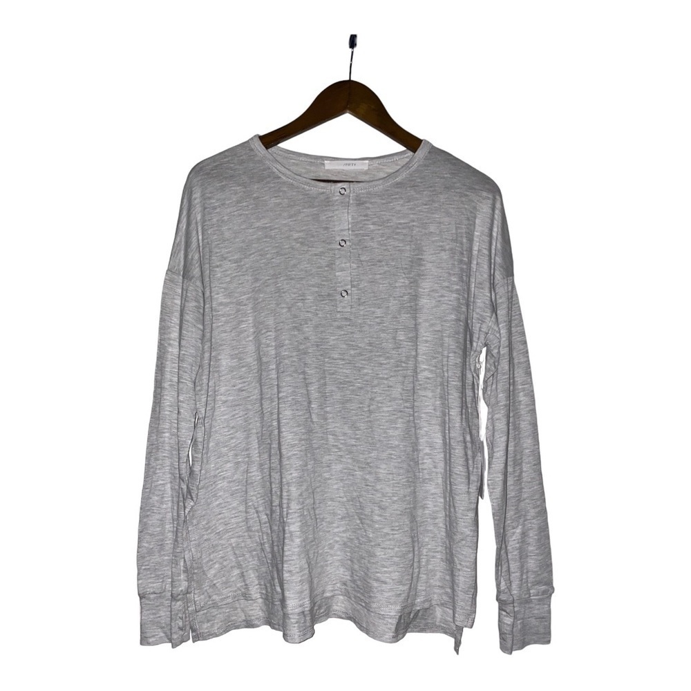 Six/Fifty Snap Up Long Sleeves Henley Tee Shirt Soft Casual Cozy Women XS NEW